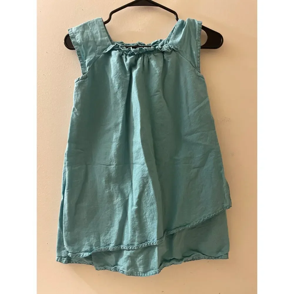 Garnet Hill Kids Size 08‎ Cotton Linen Dress Blue Casual Play Tank Style